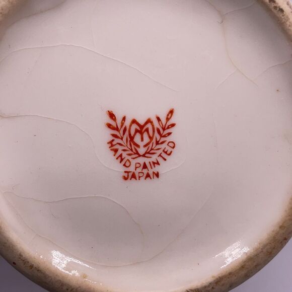 Vintage Japanese 1920’s Hand Floral Designed Porcelain Sugar Bowl - Picture 14 of 16